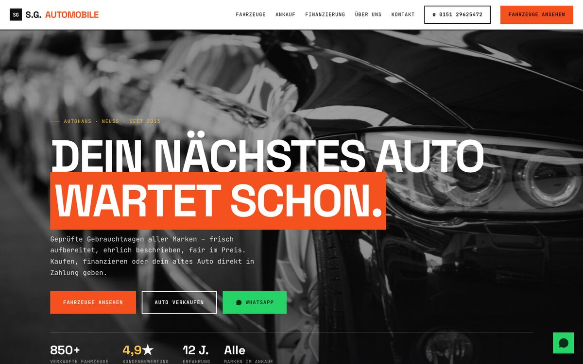 Website von S.G. Automobile in Neuss