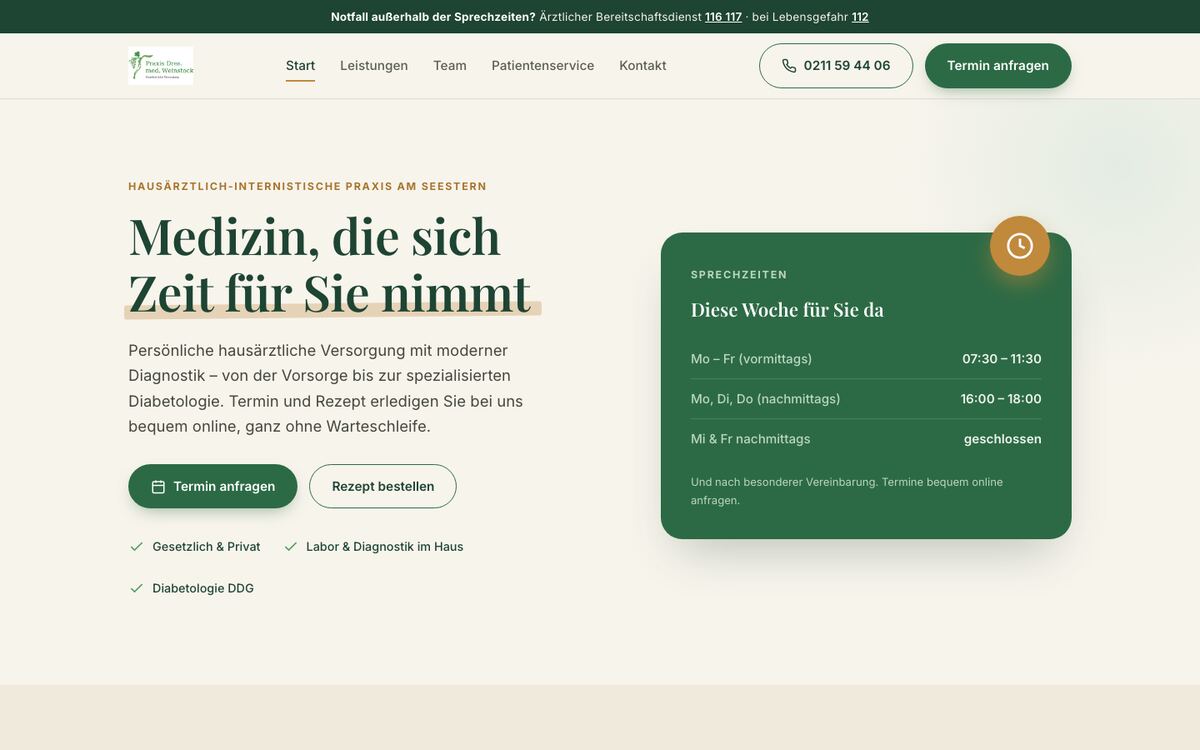 Website einer Hausarztpraxis in Düsseldorf